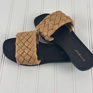 Bamboo Puffy Braided Square Toe Slide Sandals Slip On Tan Women’s 6‎